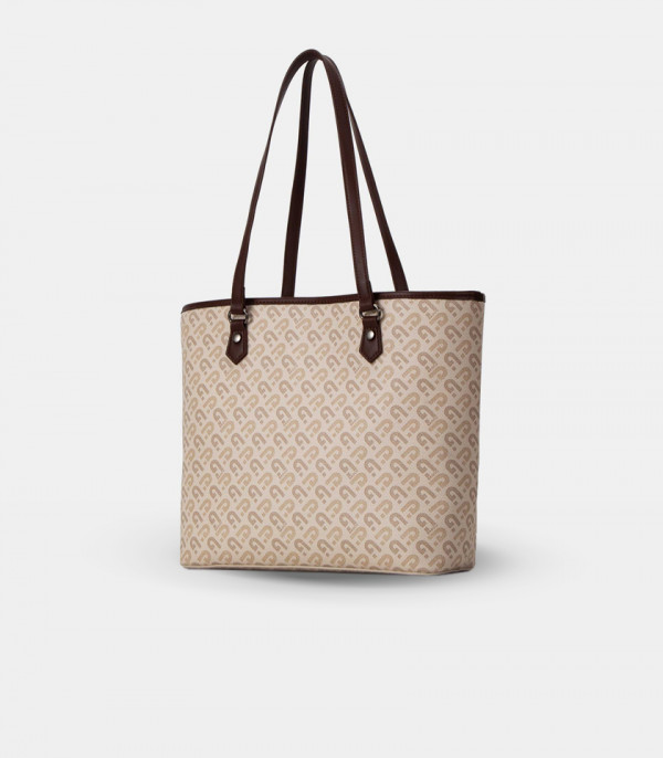 Back view of the MOZAIC structured tote bag - BAGCO Cream color.
