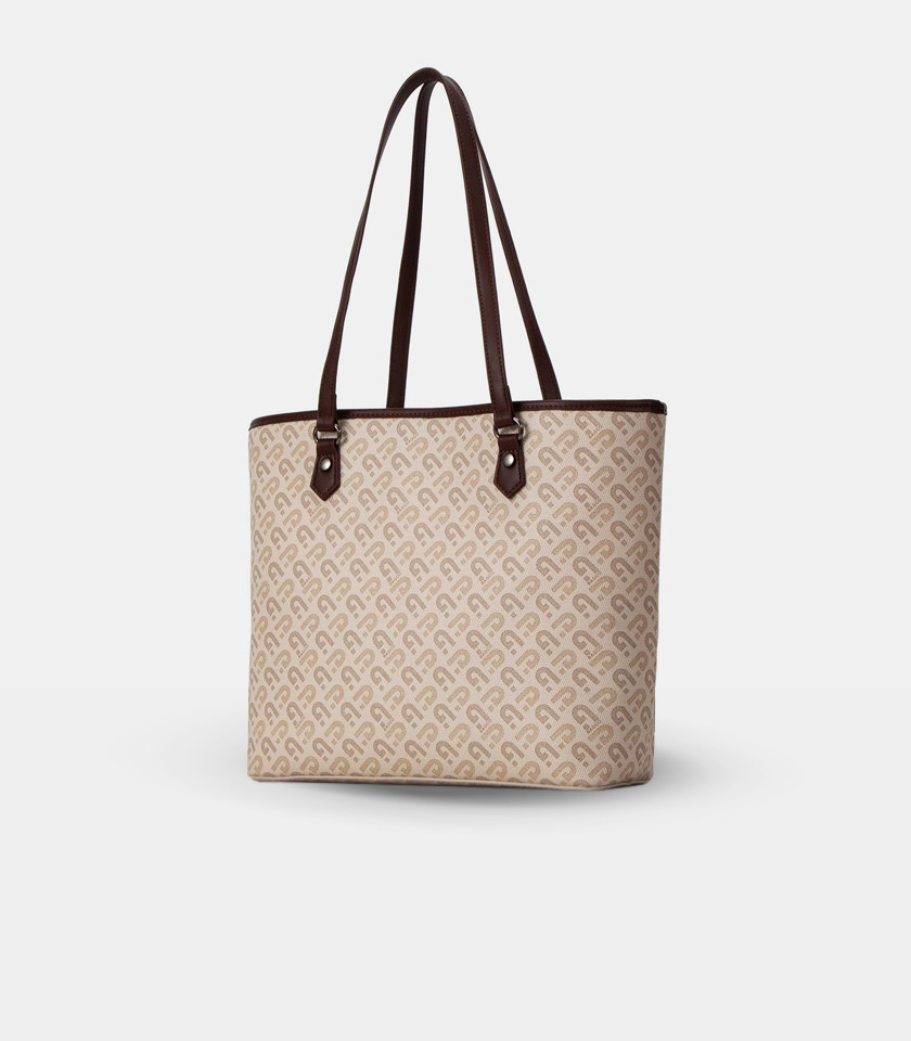 MOZAIC structured tote bag - BAGCO Cream color, front view.