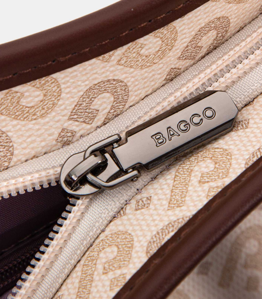 MOZAIC structured tote bag - BAGCO Cream color, front view.