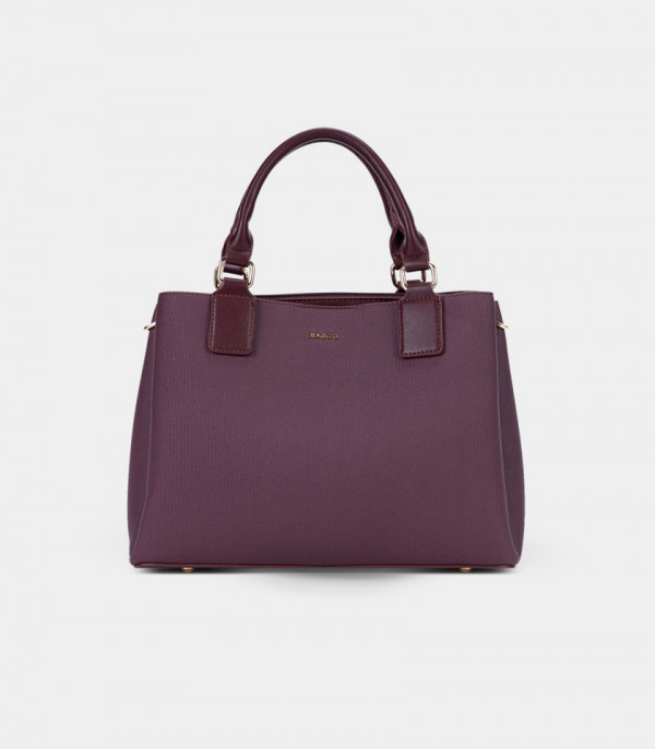 SYMBIOSE structured handbag - BAGCO Burgundy color, front view.