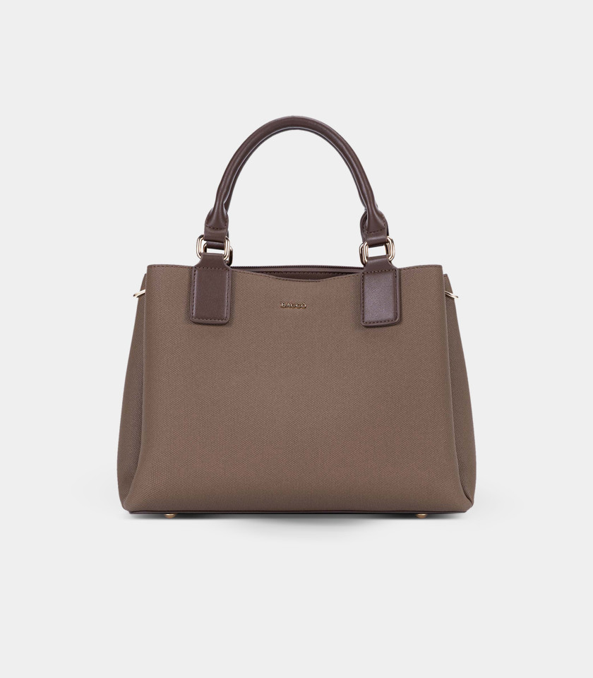 Borsa a mano strutturata SYMBIOSE - BAGCO colore Caffè, vista frontale.