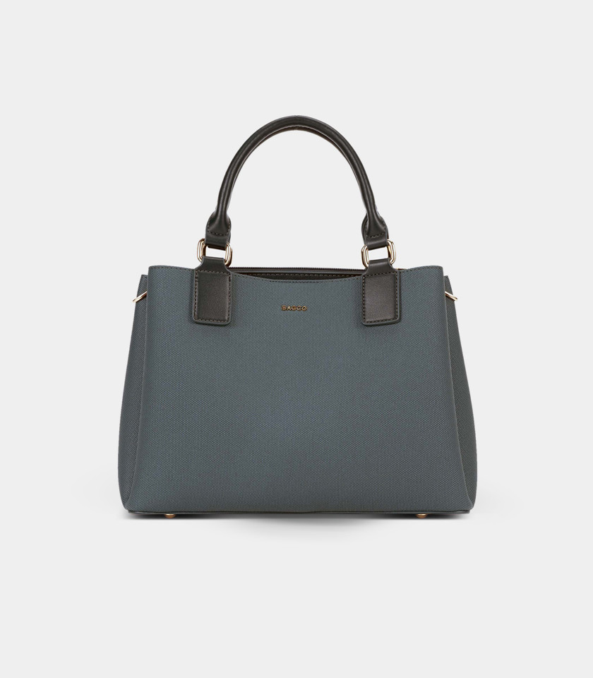 SYMBIOSE structured handbag - BAGCO Navy color, front view.