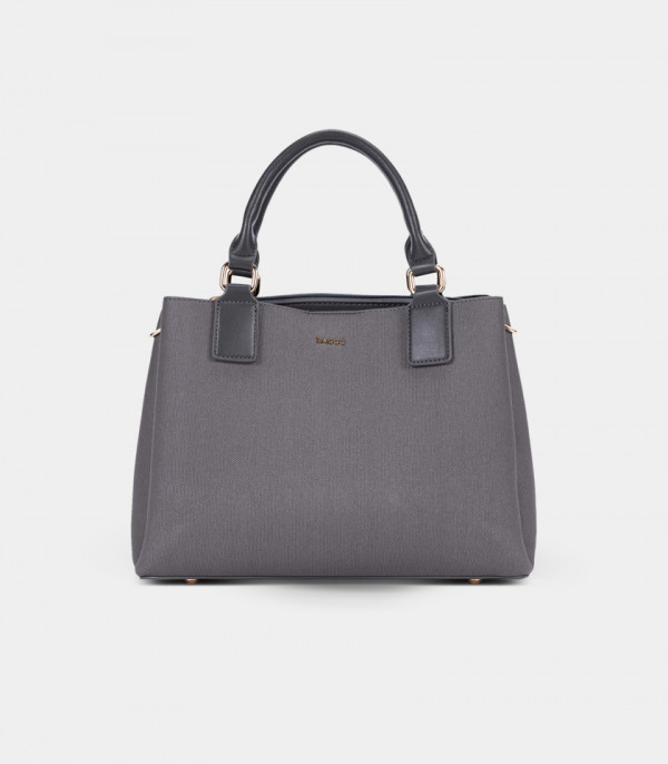 SYMBIOSE structured handbag - BAGCO Gray color, front view.