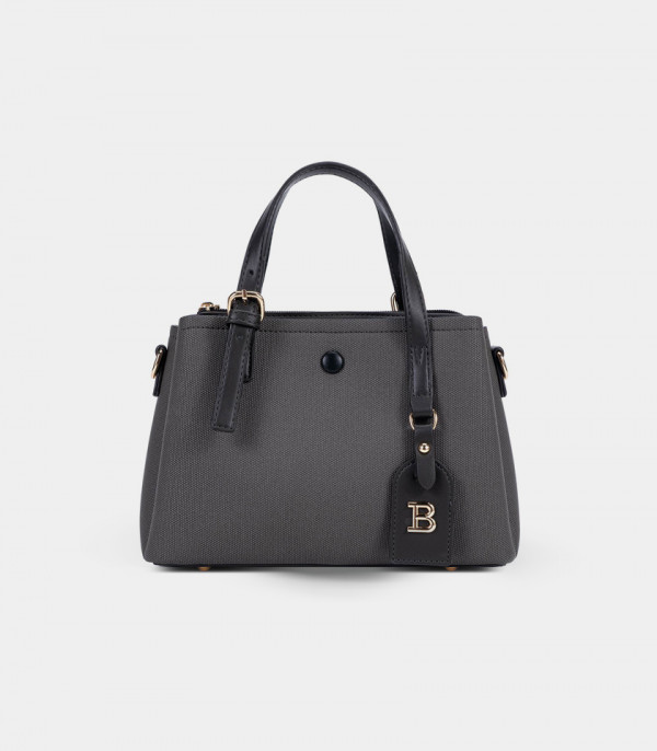 SYMBIOSE structured handbag - BAGCO Gray color, front view.