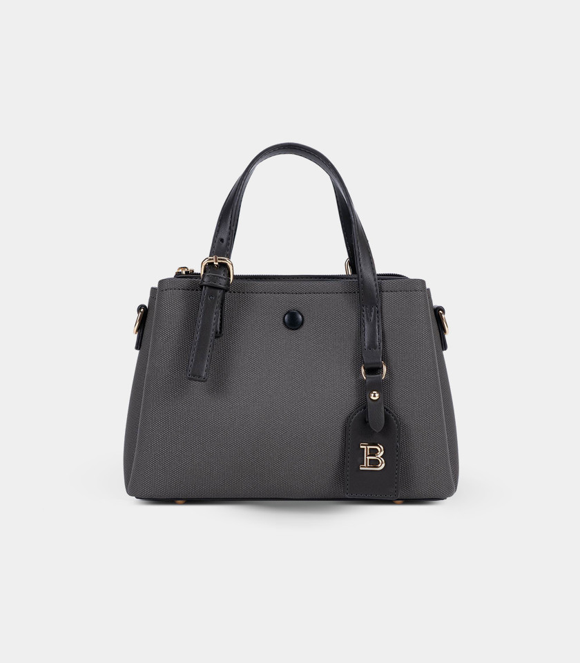 SYMBIOSE structured handbag - BAGCO Gray color, front view.