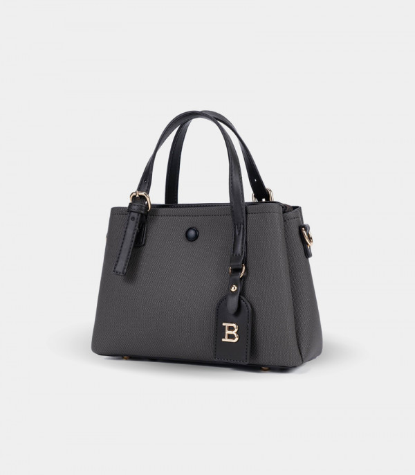 Borsa a mano strutturata SYMBIOSE - BAGCO colore Grigio, vista a tre quarti.
