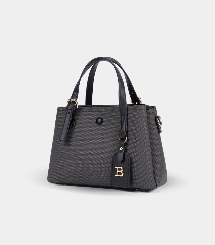 SYMBIOSE structured handbag - BAGCO Gray color, front view.