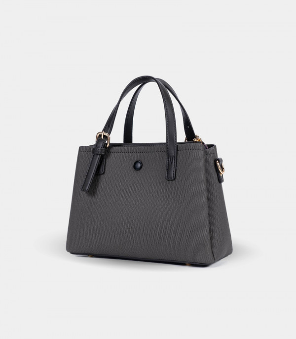 Back view of the SYMBIOSE structured handbag - BAGCO Gray color.