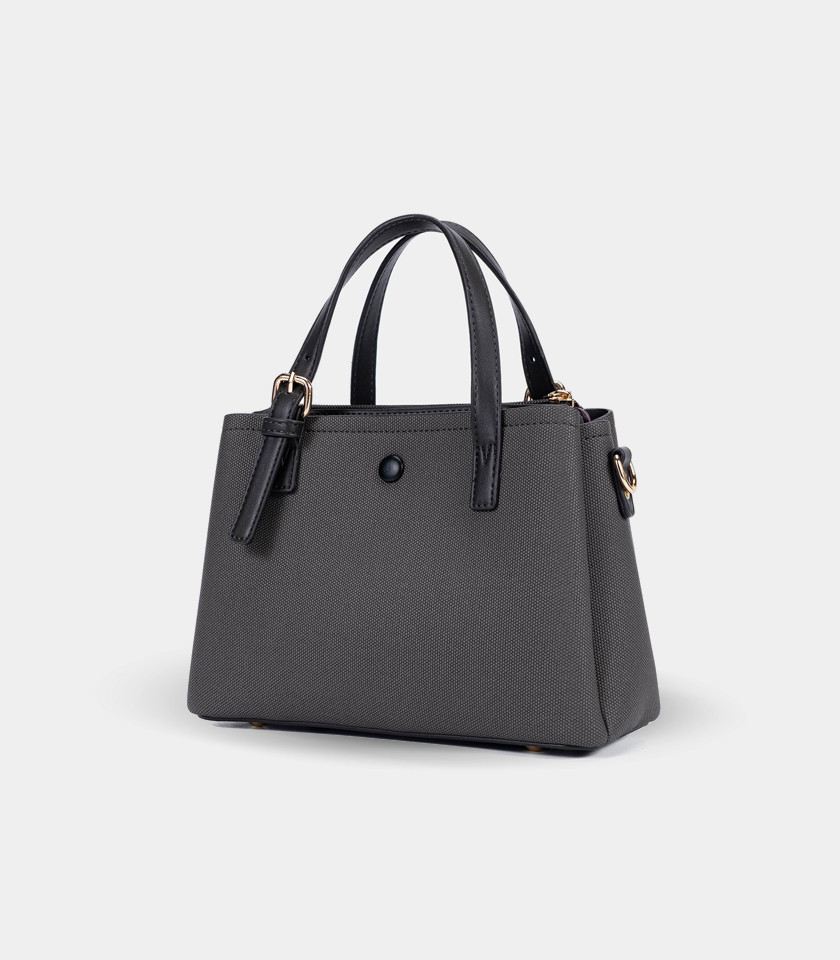 SYMBIOSE structured handbag - BAGCO Gray color, front view.
