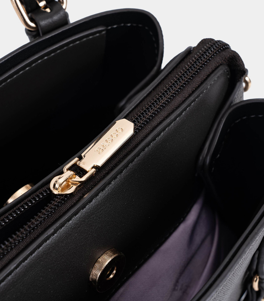 SYMBIOSE structured handbag - BAGCO Gray color, front view.