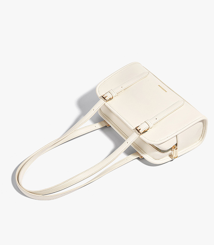 MOSSDOOM RENEE shoulder bag, Ivory Color, three-quarter view.