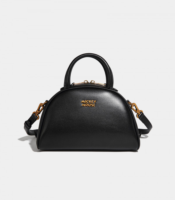 Borsa a mano Boston DISNEY MICKEY MOUSE colore Nero, vista frontale con logo dorato.