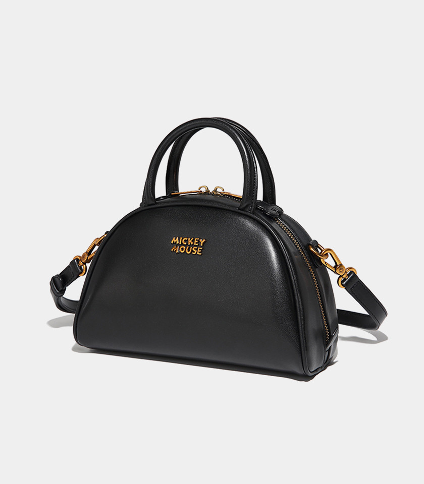Borsa a mano Boston DISNEY MICKEY MOUSE colore Nero, vista frontale con logo dorato.