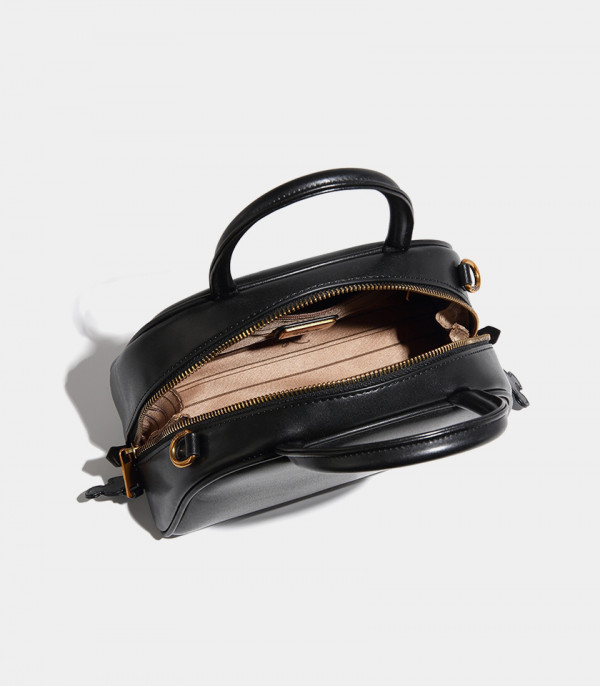 Interior view of the DISNEY MICKEY MOUSE Boston handbag, Black color, showing the compartments.