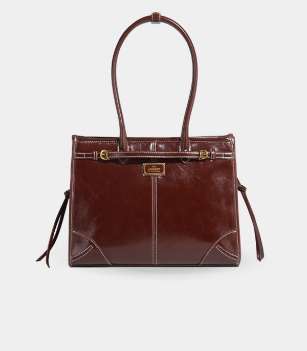 DISNEY tote bag - MICKEY MOUSE'S STROLL, Burgundy color, front view.
