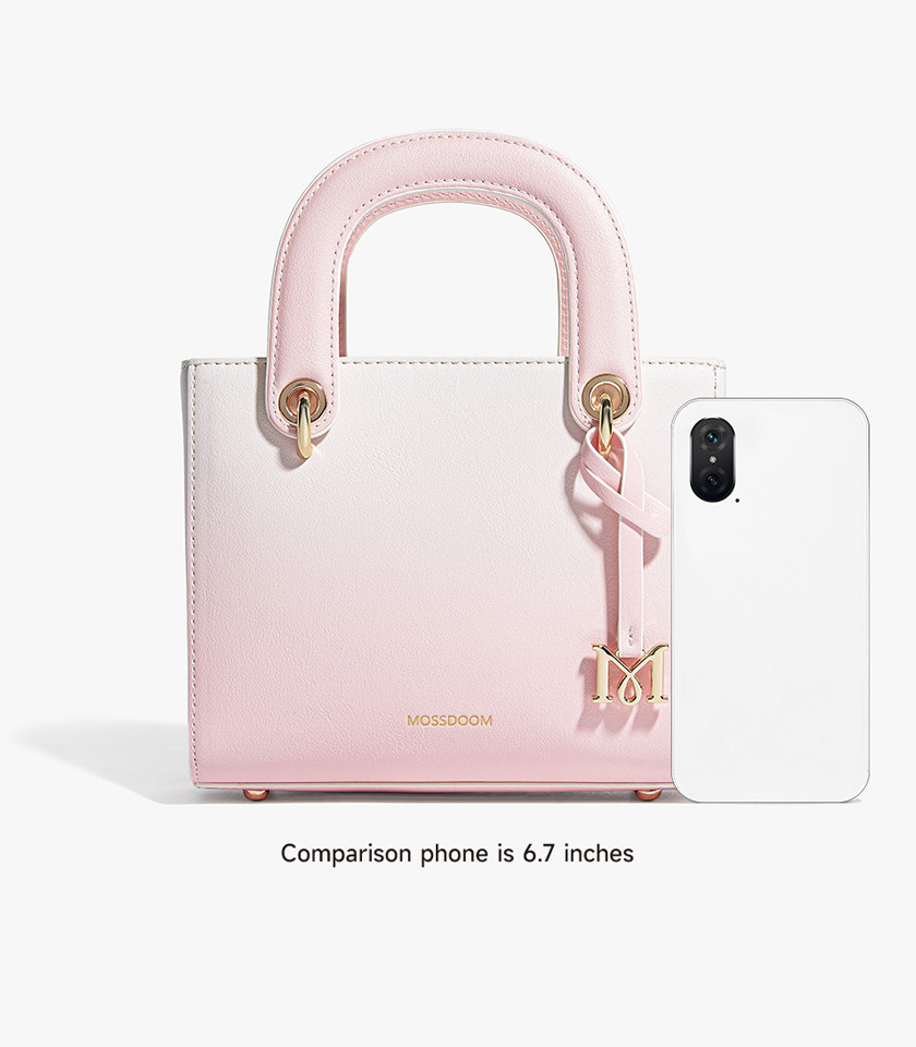 Bolsa de mão degradê MOSSDOOM ROMANTIQUE cor Rosa e Branco, vista frontal.