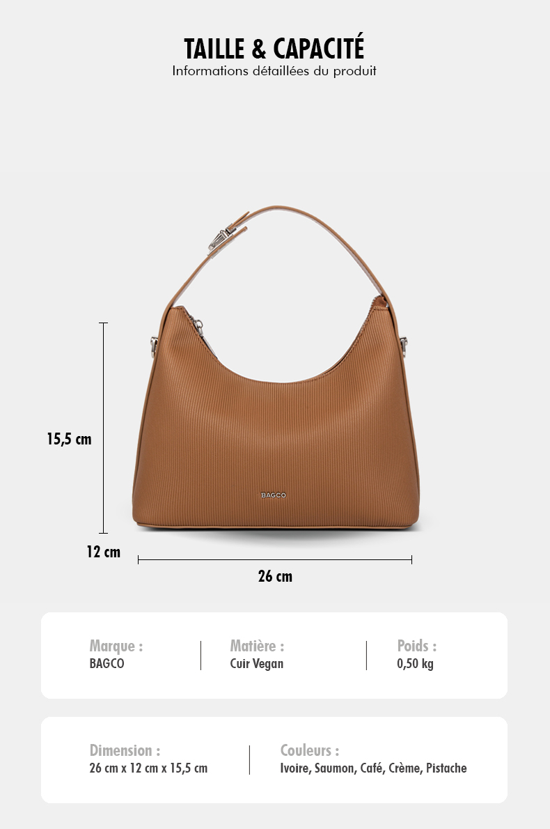 Sac Hobo Souple avec Lanière horizon - Bagco