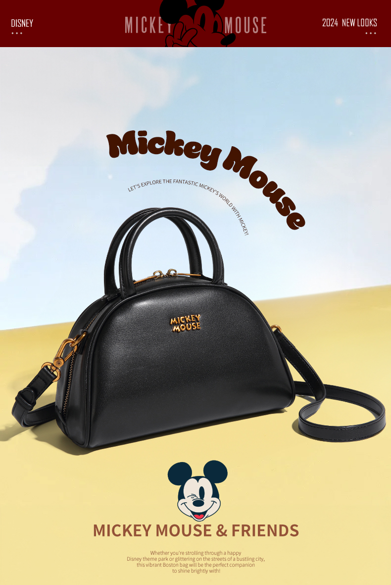Sac à Main Structuré avec lannière - Boston Mickey Mouse