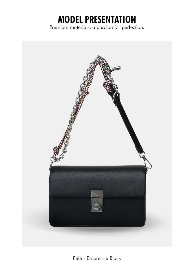 Sac Bandoulière à Poignée Chaîne – Empreinte Black Féfé