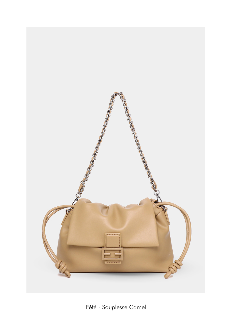 Sac Bandoulière à Chaine – Souplesse Féfé Camel