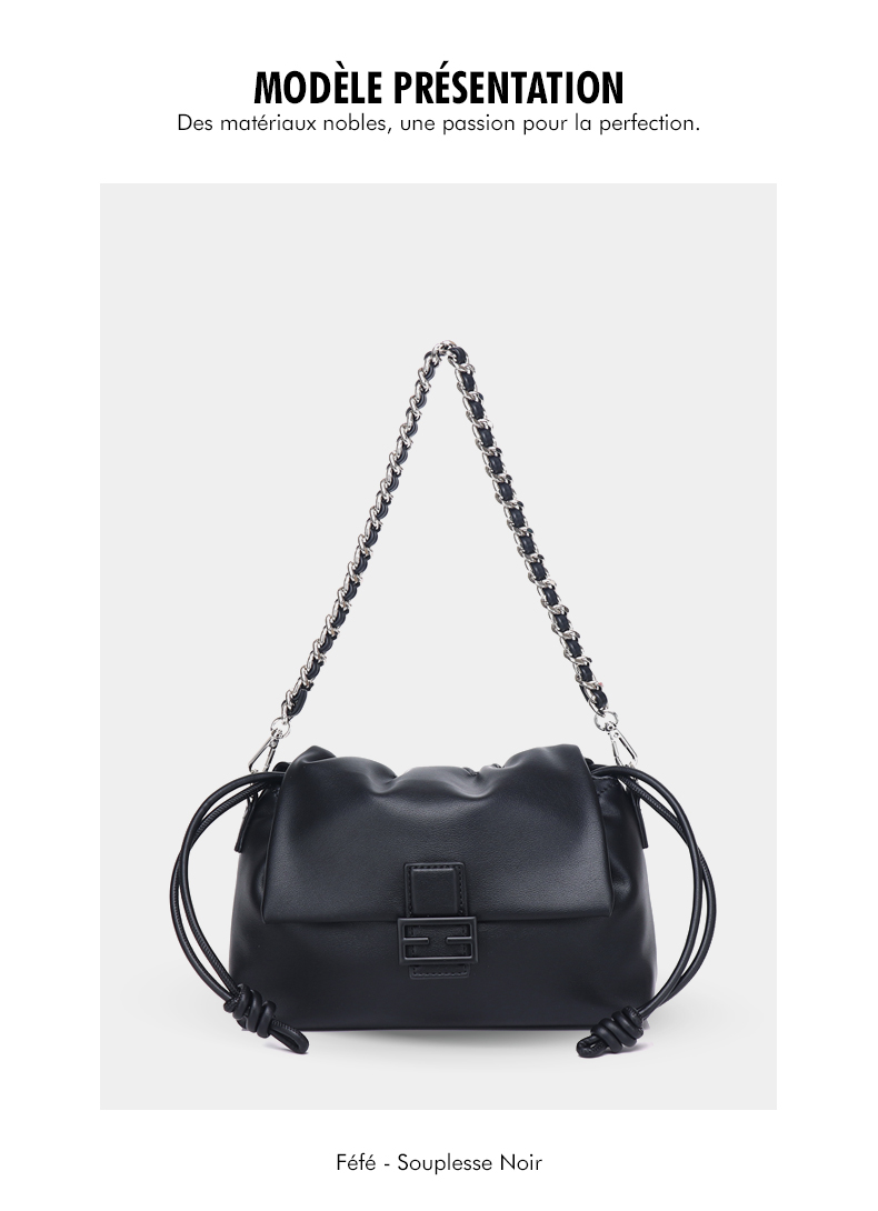 Sac Bandoulière à Chaine – Souplesse Féfé Noir