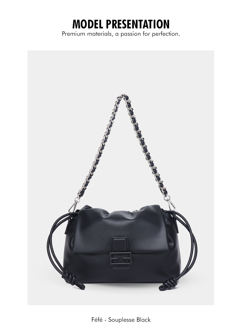 Sac Bandoulière à Chaine – Souplesse Féfé Noir