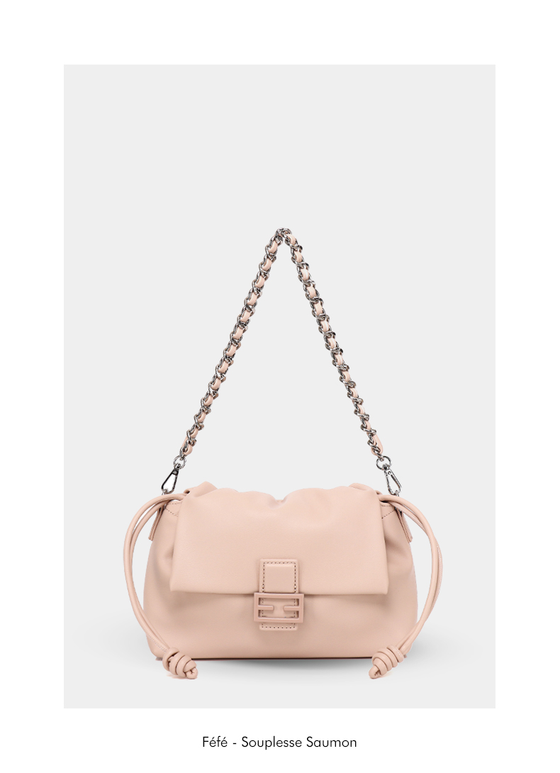 Sac Bandoulière à Chaine – Souplesse Féfé Saumon