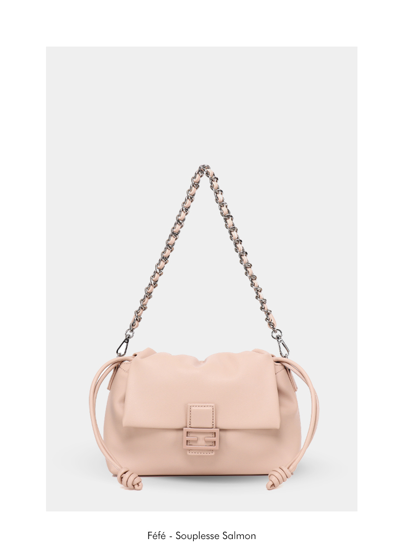 Sac Bandoulière à Chaine – Souplesse Féfé Saumon